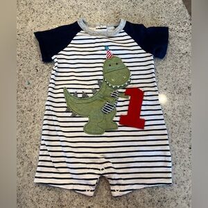 Mud Pie first birthday outfit romper dinosaur 12-18 months